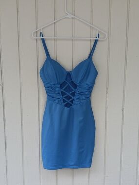privy Blue Strappy Mini Dress